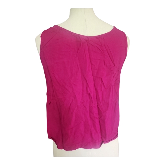Basic Essentials Magenta Button Front Tank Top Sz S 100% Rayon Boho Summer - Picture 4 of 10